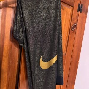 Nike Black Leggings with Gold Accents